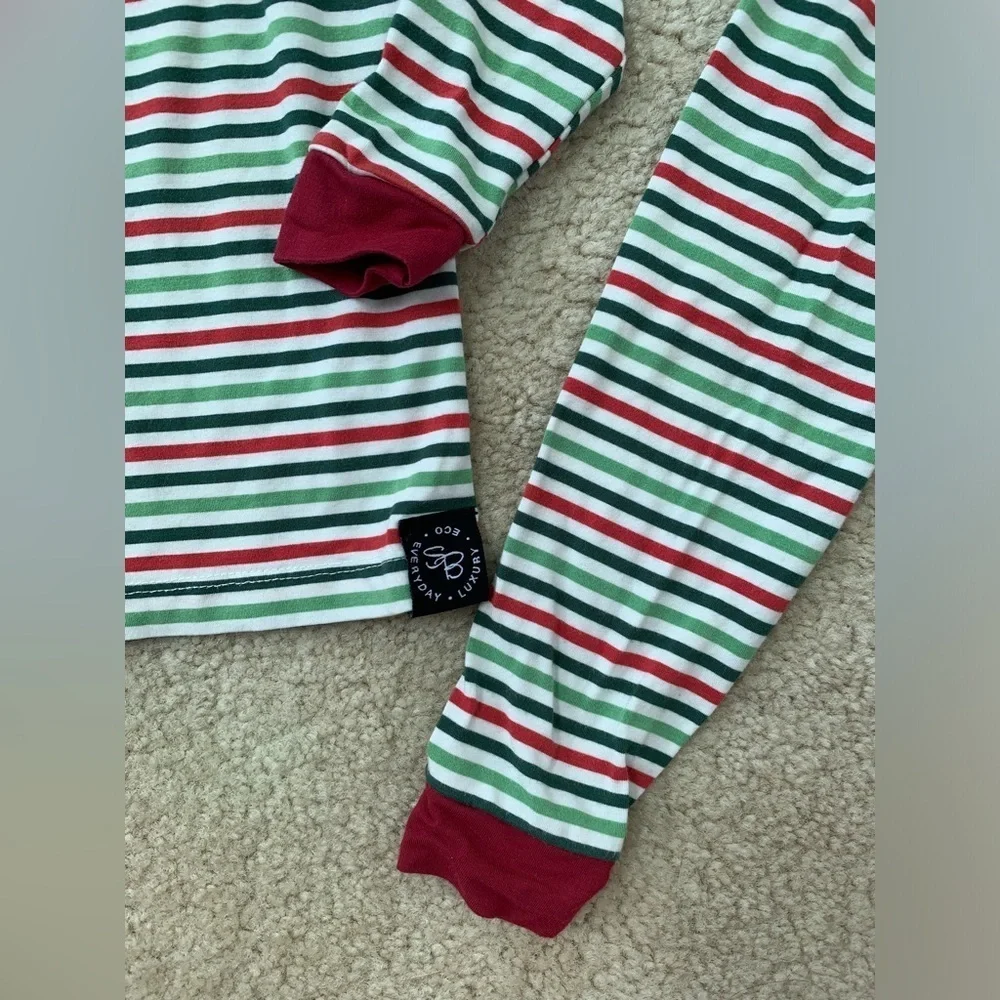 Sweet Bamboo Size 18-24 Months Red and Green Striped Pajamas